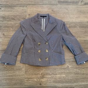 New Theory Seersucker Cropped Summer Blazer